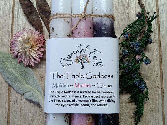 Elemental Earth Shop -The Triple Goddess Candles, Set of 3