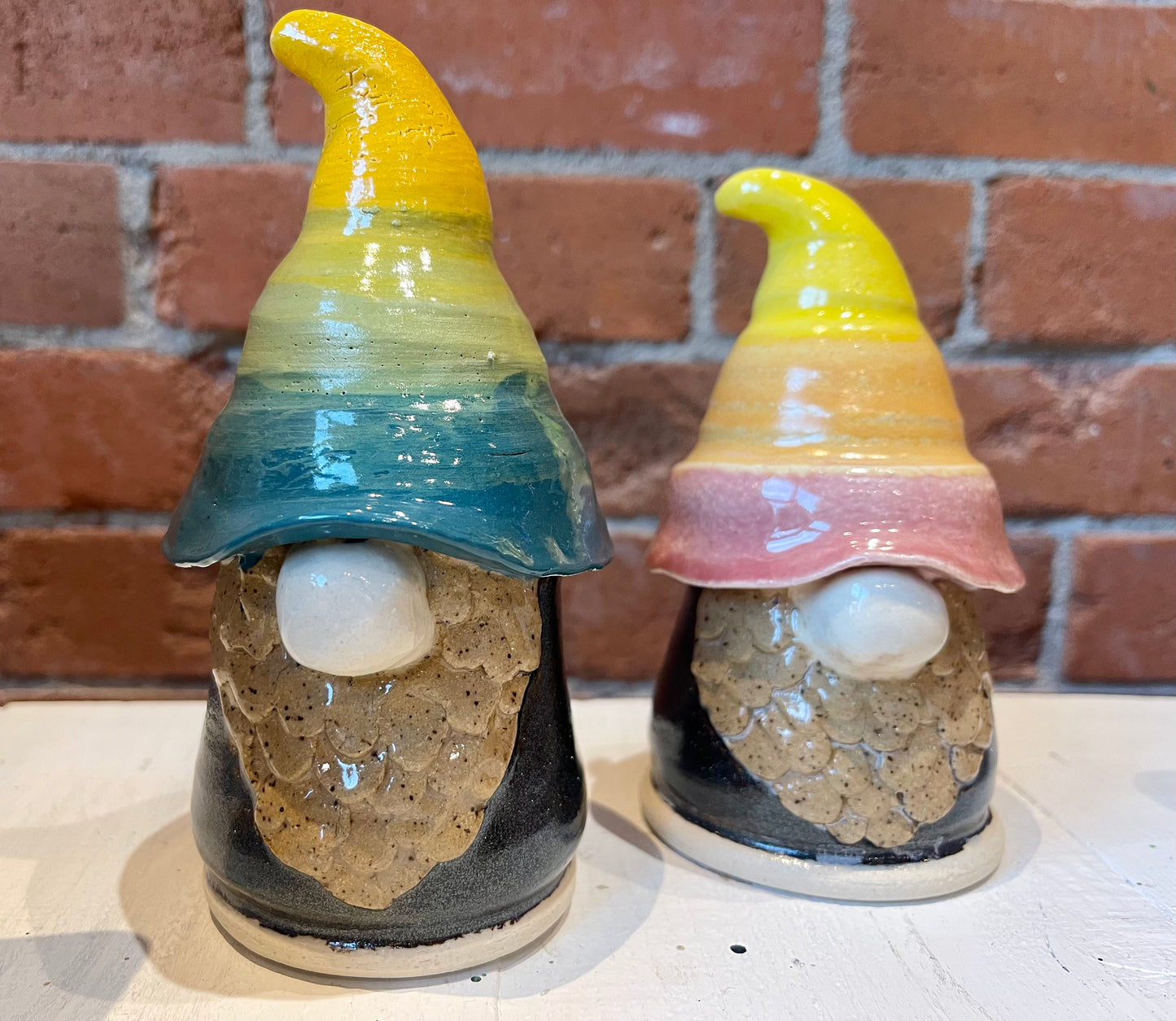 Spunky Sloth Ceramics- 6.5" Gnome with Stripe Hat