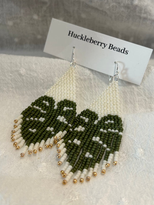 Huckleberry Beads- Monstera Earrings