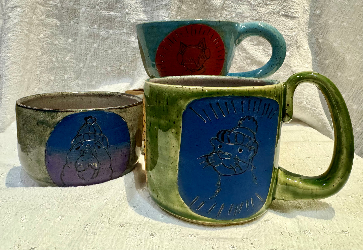 Spunky Sloth Ceramics- Cozy Winter Animals Mug