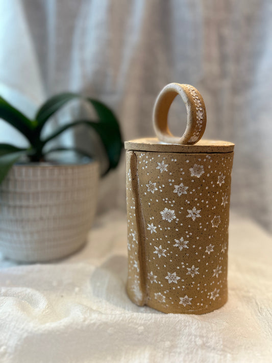 Nitra Olsen Ceramics- Lidded Jar Snowflake