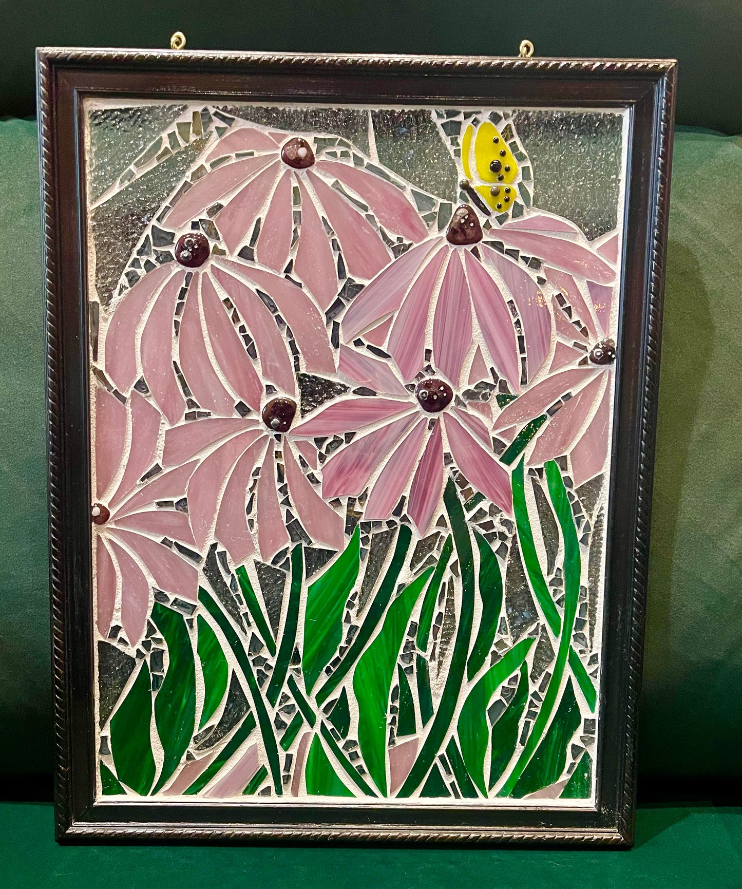 Carol Foster- Visiting the Pink Daisies Stained Glass