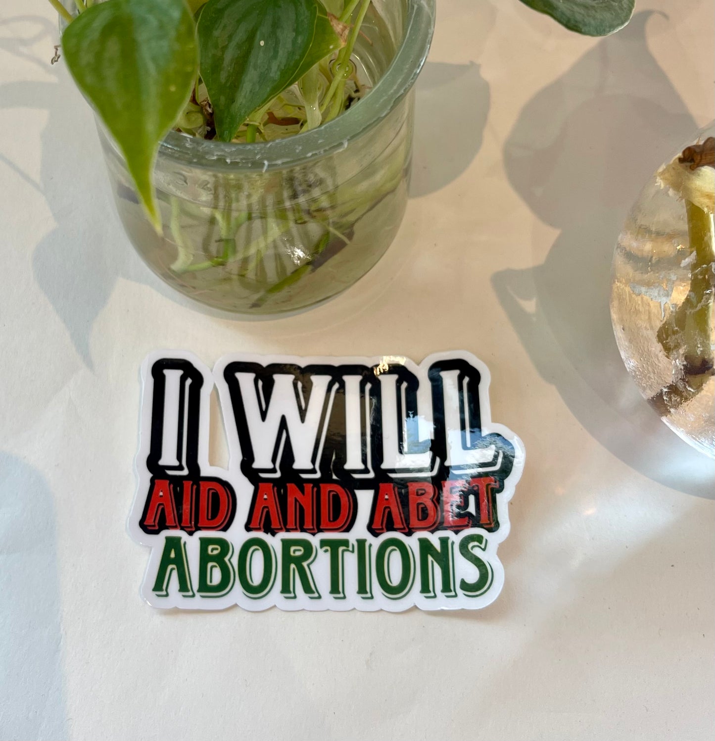 Scattered Mind I will aid and abet Abortions Sticker