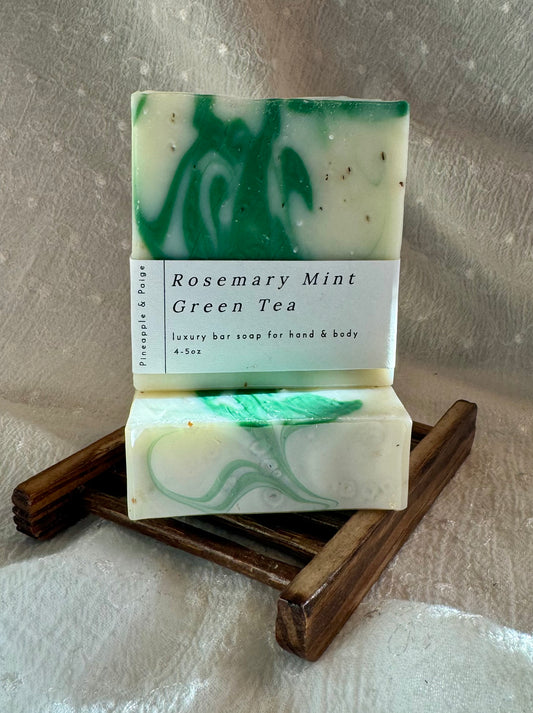 Pineapple & Paige Soaps: Rosemary Mint Green Tea with Essential Oils