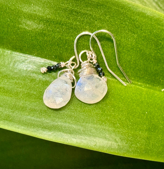 Blossom Moonstone and Crystal Dangle Earrings
