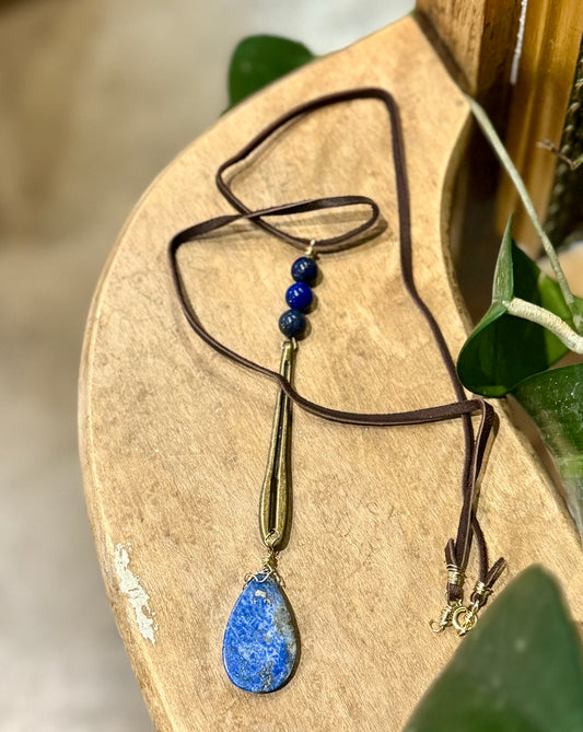 Blossom Designs Lapis and Brass Necklace