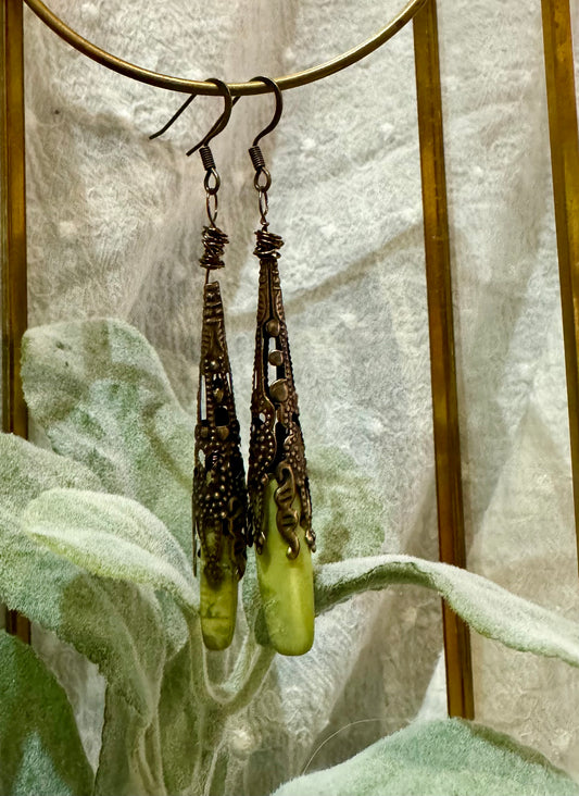 Blossom Antiqued Turquoise Dangle Earrings
