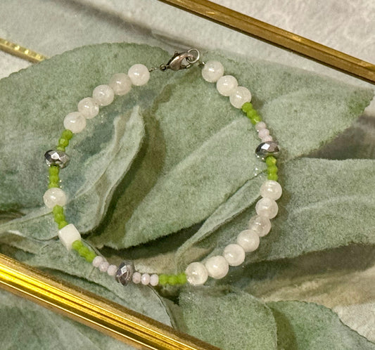 Blossom Designs Moonstone & Crystal Beaded Bracelet