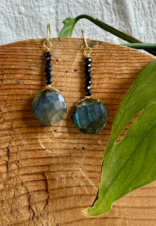 Blossom Designs Labradorite and Crystal Earrings