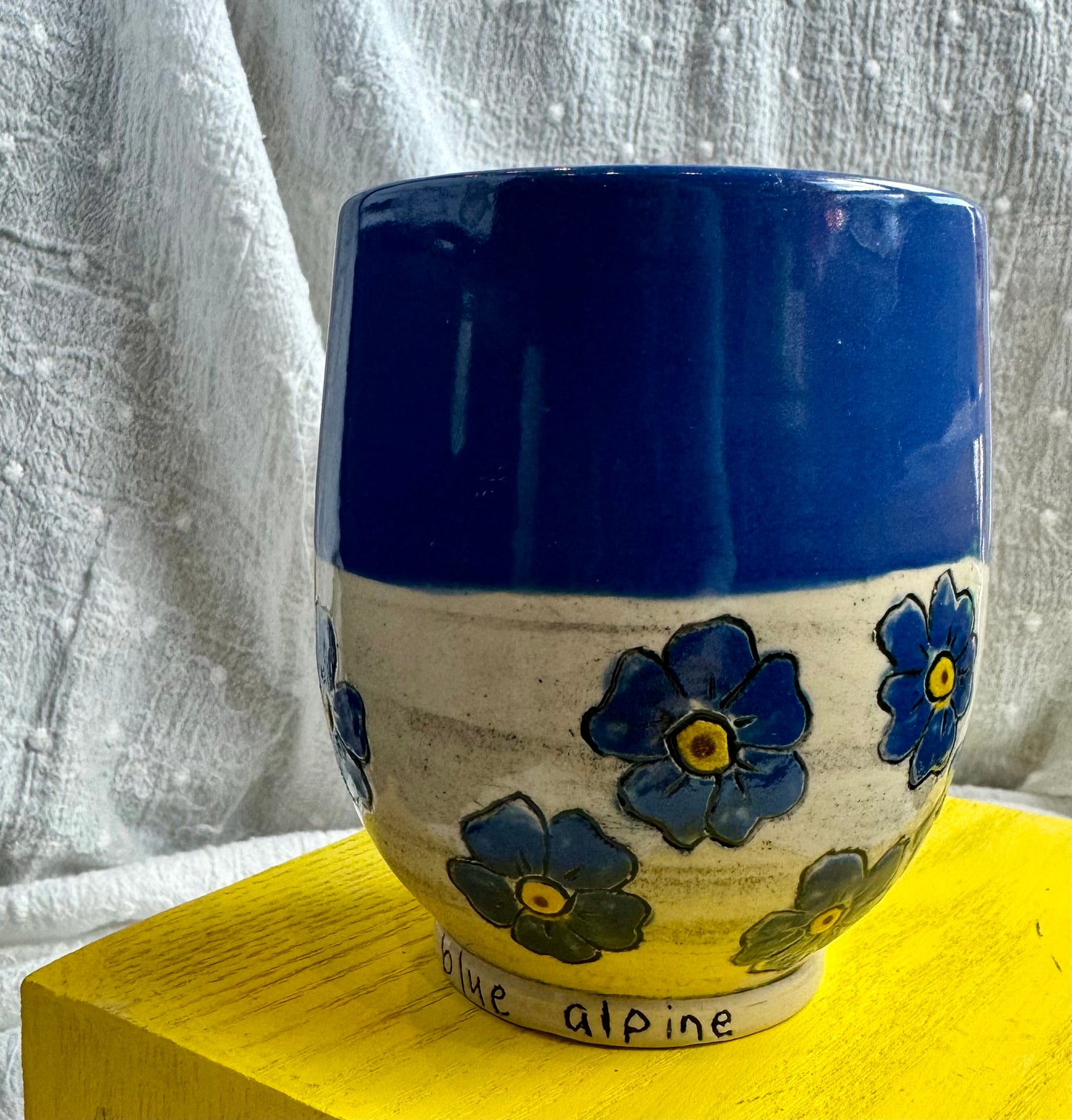 Nitra Olsen Ceramics- Blue Alpine Flower Mug