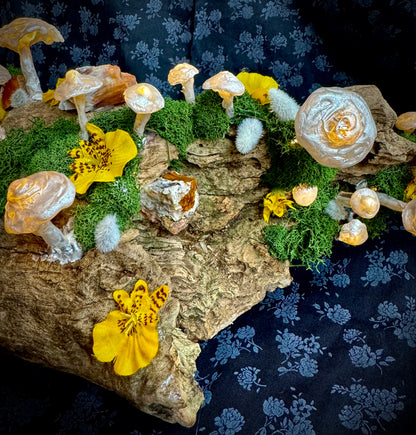 Keely Krueger- Handcrafted Mushroom Light with Petrified Wood