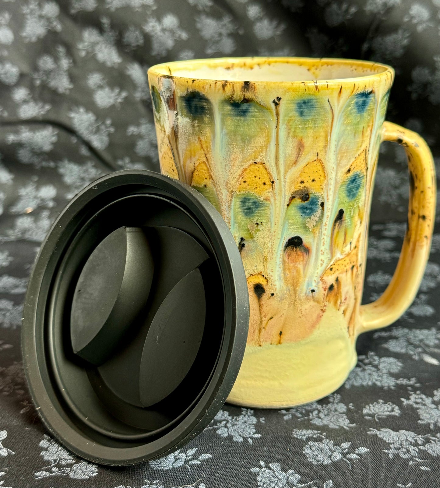 Veronica PremDas- Peacock Glaze Travel Mug Drinkware