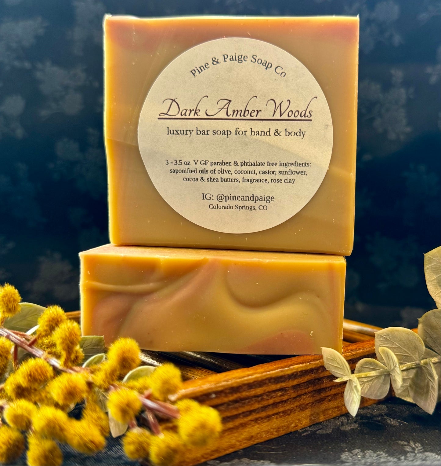 Pineapple & Paige Soap: Dark Amber Woods