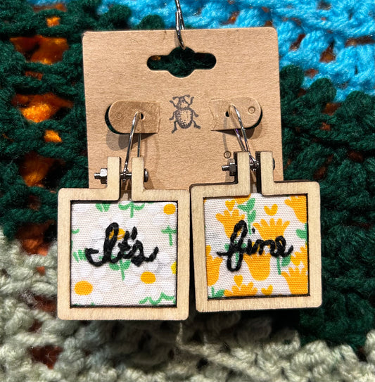 Mini Embroidery Earrings- It's Fine