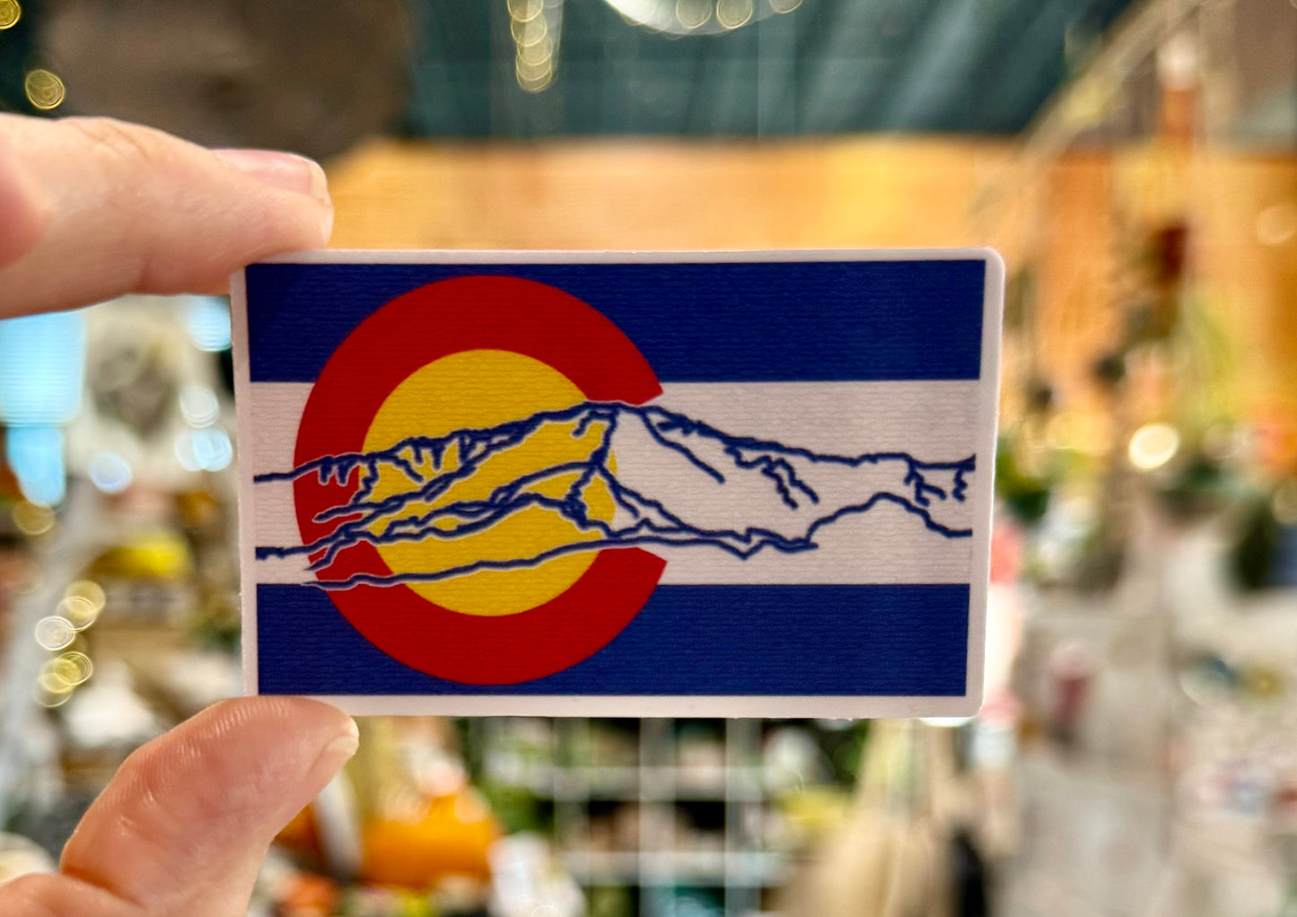 Colorado Flag and Mountains Sticker