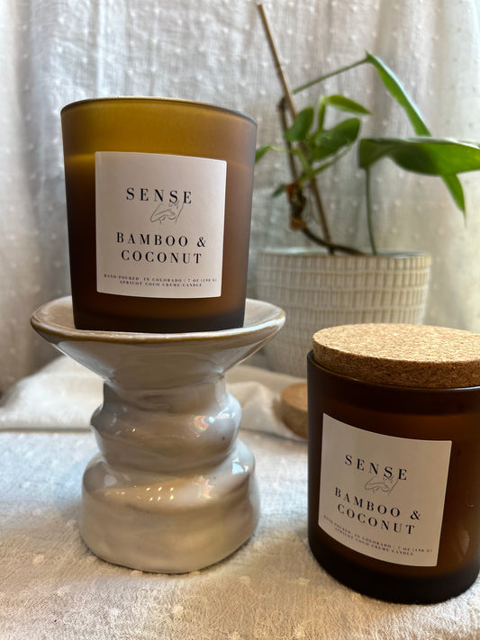 Sense by Cin- Jarred Wooden Wick Candles- Bamboo Coconut