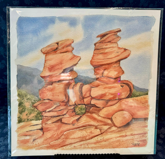 Ivywild Studio- 12"x12" Watercolor Print- Garden of the Gods Siamese Twins