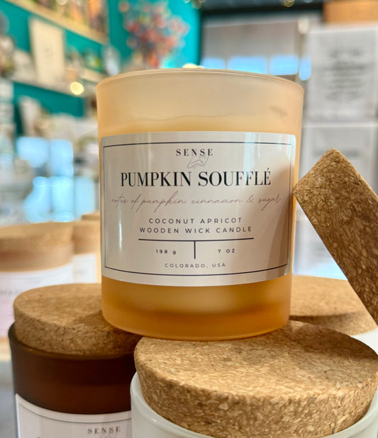 Sense by Cin- Jarred Wooden Wick Candles- Pumpkin Soufflé