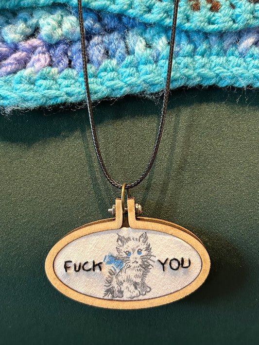 Mini Embroidery Necklace- F You