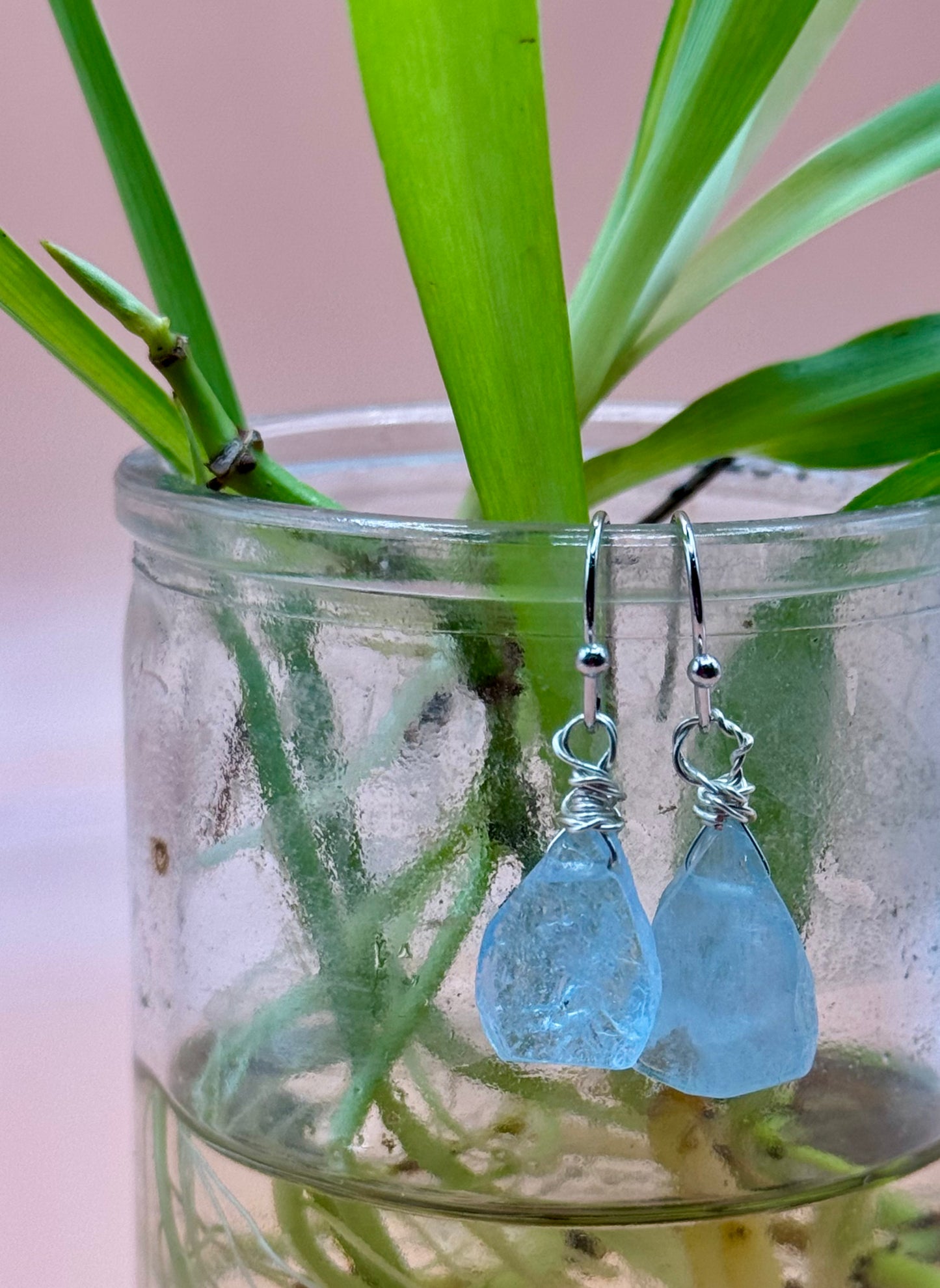 Blossom Designs Rough Cut Aquamarine Earrings