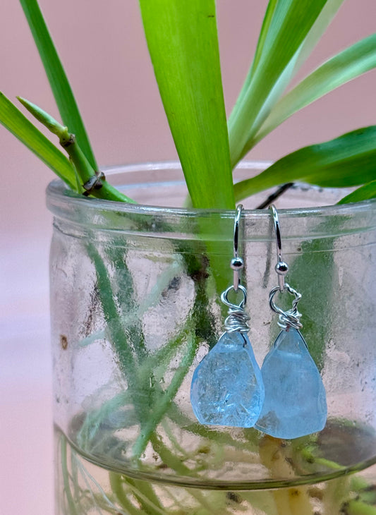 Blossom Designs Rough Cut Aquamarine Earrings