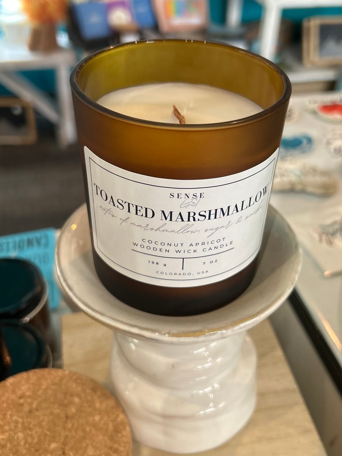 Sense by Cin- Jarred Wooden Wick Candles- Toasted Marshmallow