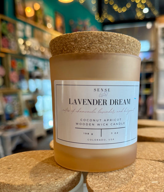 Sense by Cin- Jarred Wooden Wick Candles- Lavender Dream