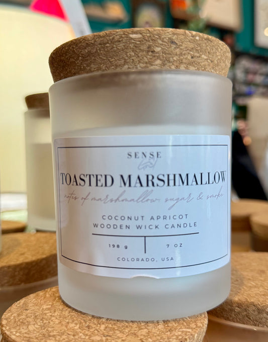 Sense by Cin- Jarred Wooden Wick Candles- Toasted Marshmallow