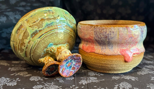 Spunky Sloth Ceramics- Sculpted Jars- Mushroom