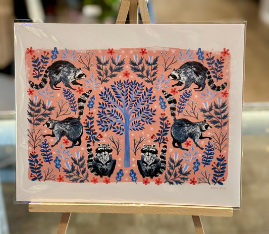 Olympia-Papio Press: Folk Raccoons Art Print