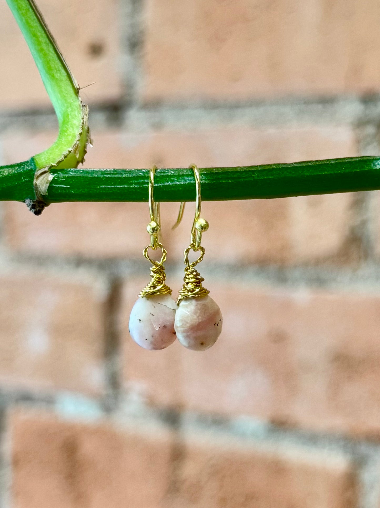 Blossom Designs Simple Pink Opal Drop Earrings