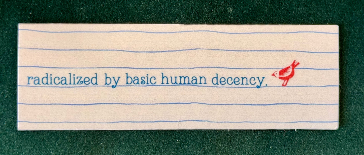 Radicalized by basic human decency sticker