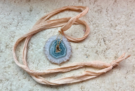 Blossom Designs Quartz Blossom on Silk Cord Necklace