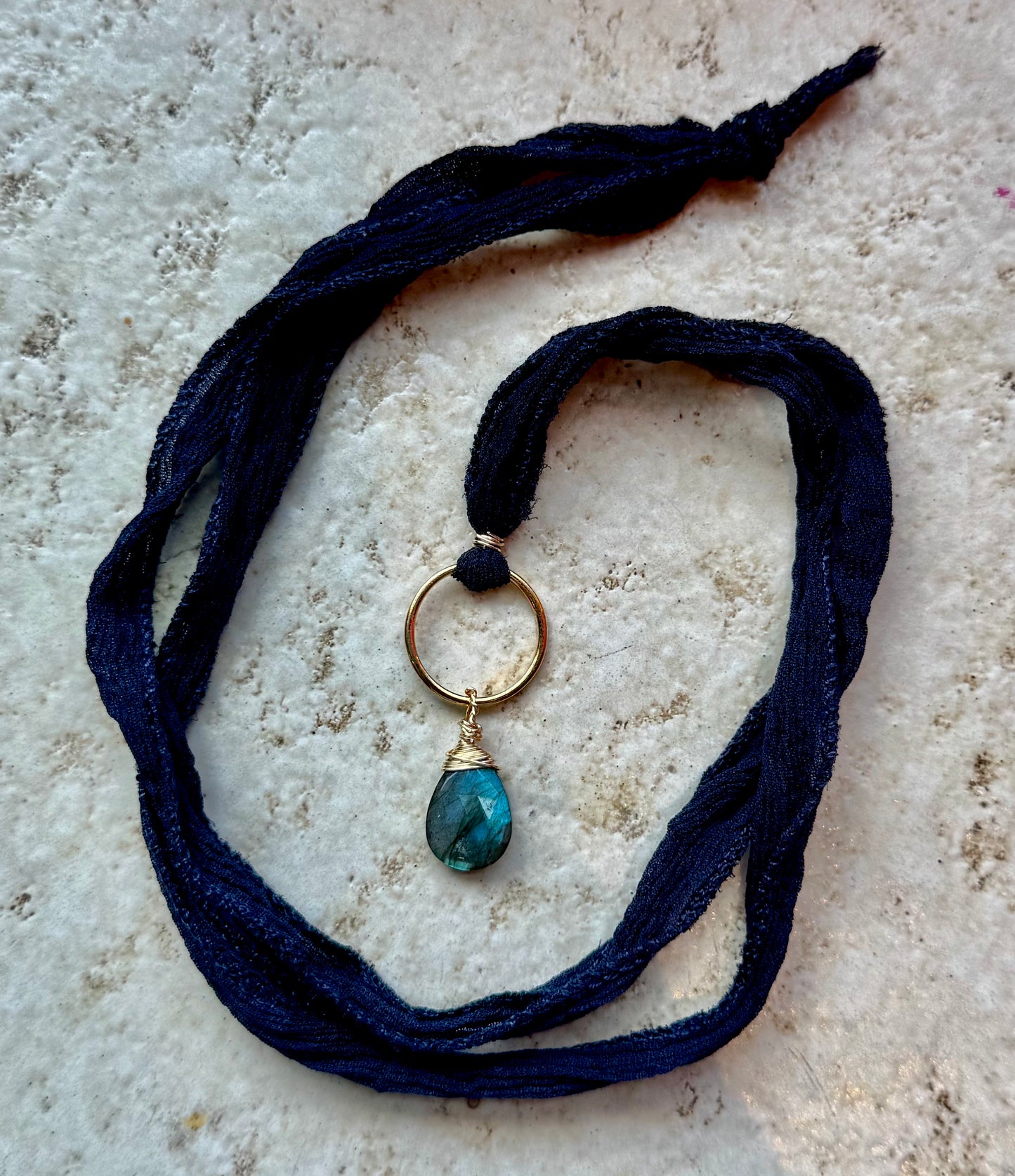 Blossom Designs Labradorite & Silk Cord Necklace