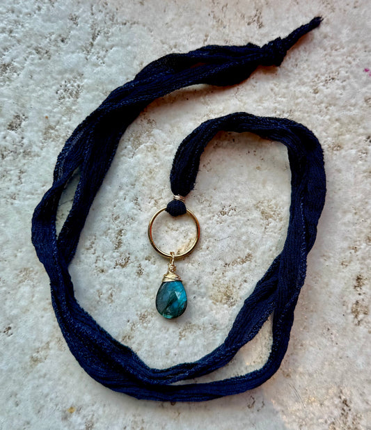 Blossom Designs Labradorite & Silk Cord Necklace