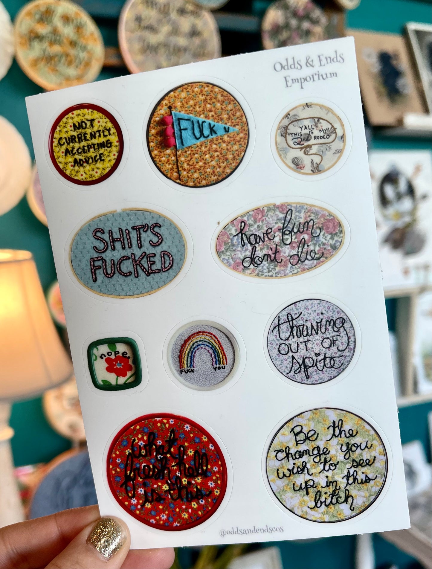 Beedle Button Stitch- Naughty Hoops Sticker Sheet