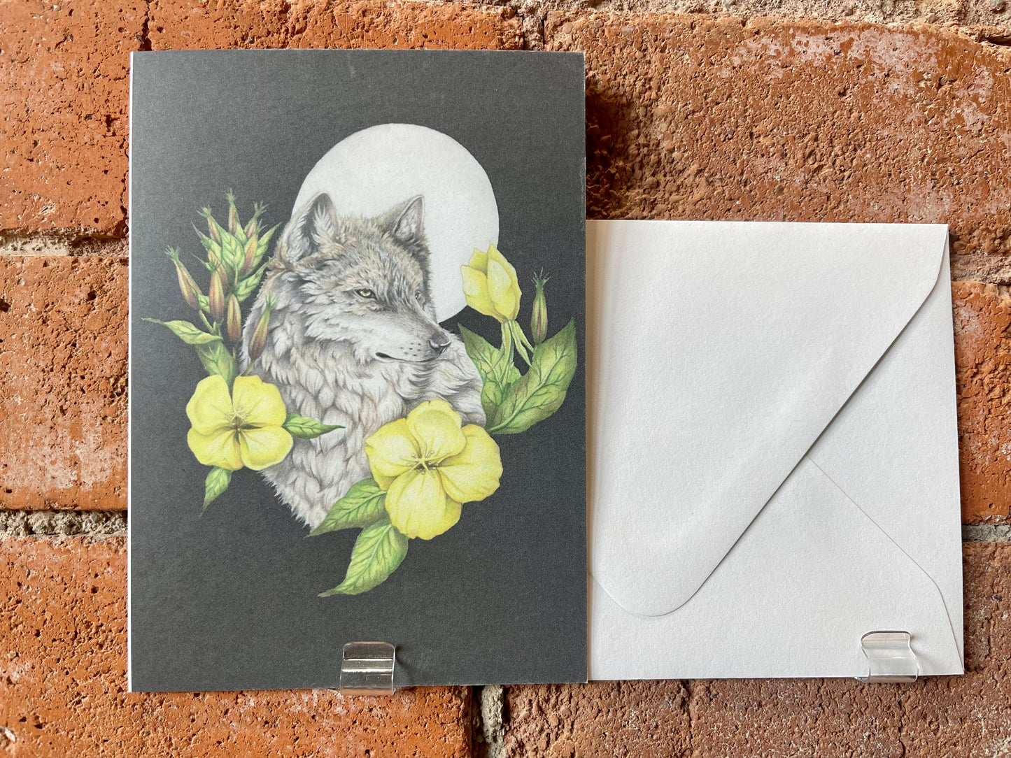 Native Fauna Art- Stoic Wolf Greeting Card
