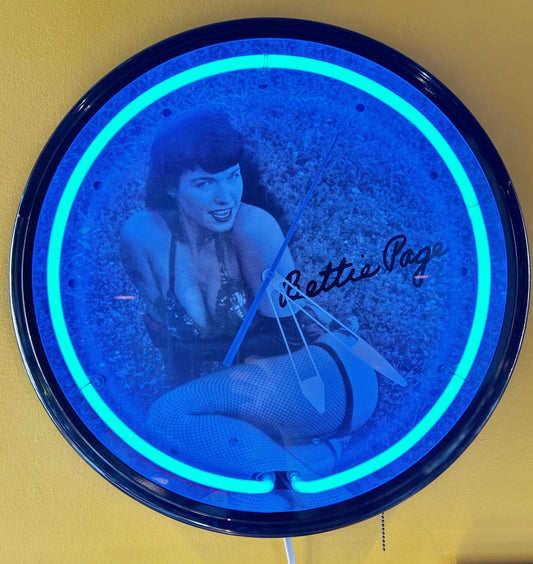 Bettie Page Vintage Neon Clock
