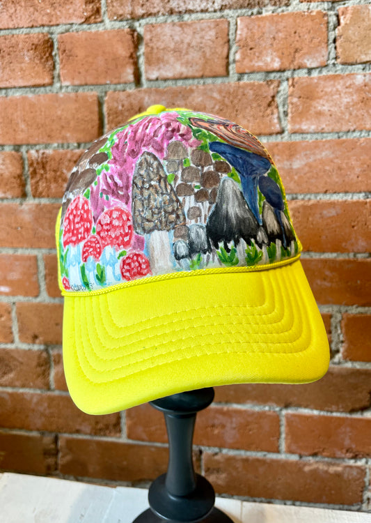 Blossom Designs Hand Painted Hat- Mushroom Garden