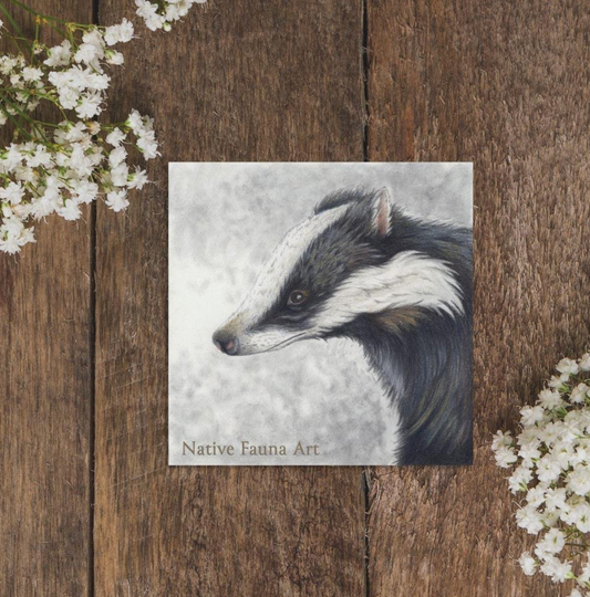 Native Fauna Art- Badger Magnet