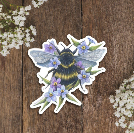 Native Fauna Art- Bumble Bee and Alpine Forget-Me-Nots Sticker