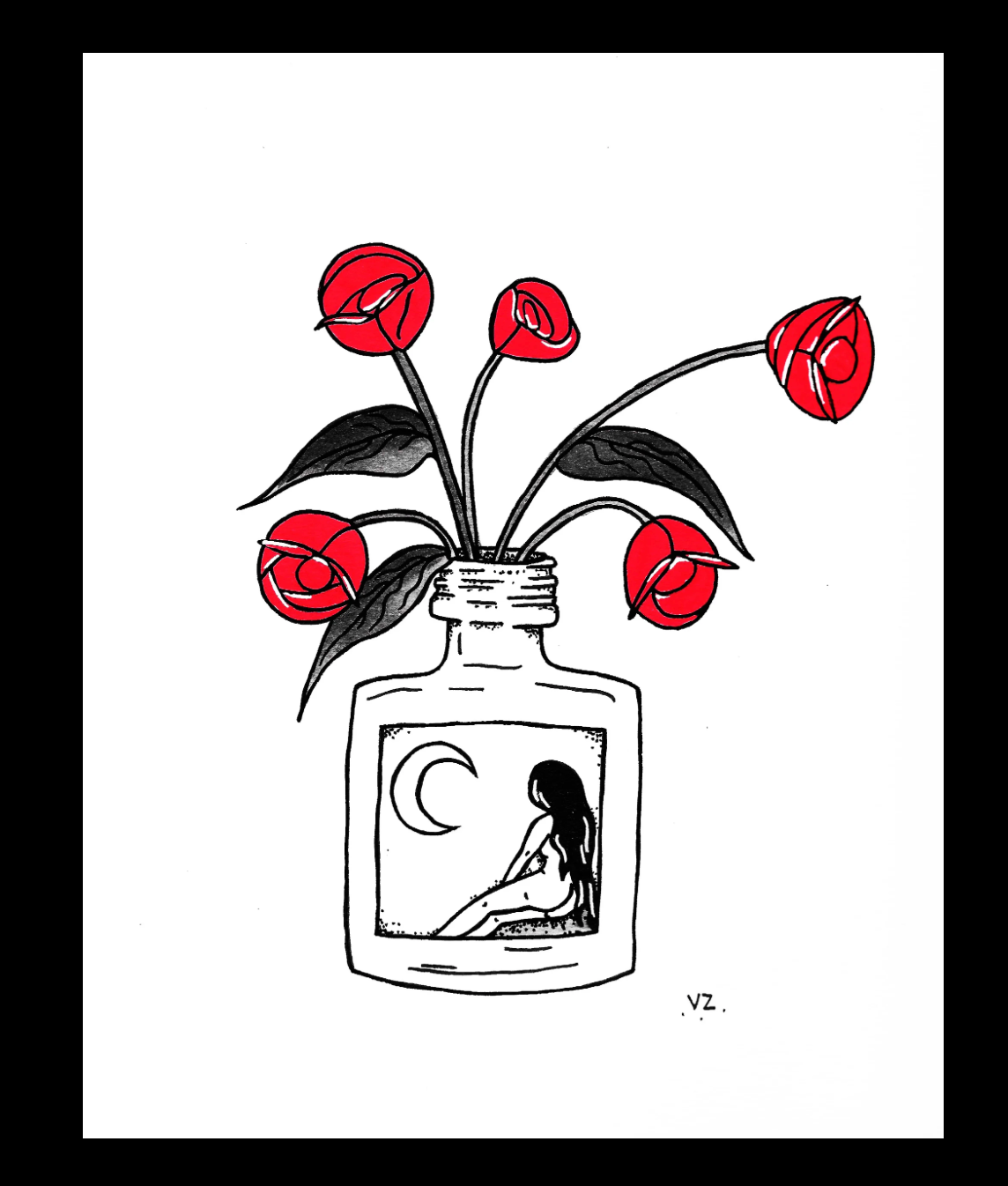 VanZayton Arts- I Hope He Bought You Roses 5x7 Print