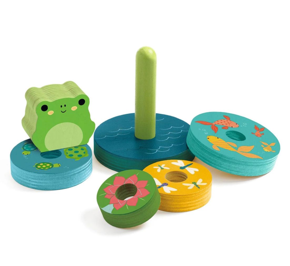 Djeco- Puzz & Stack Rainbow Wooden Puzzle