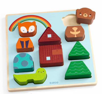 Djeco- Puzz & Match Rainbow Wooden Puzzle