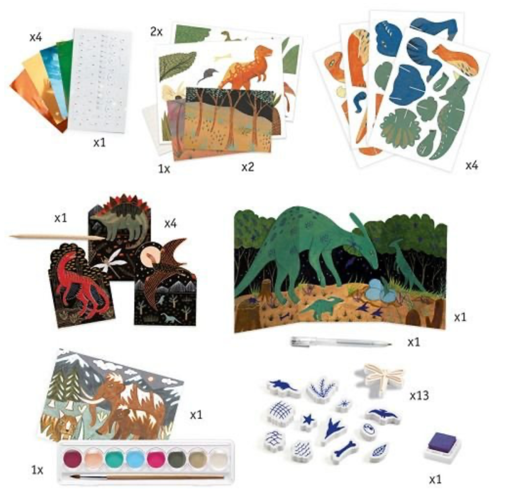 Djeco- 6 in 1 Dino Art Box Kit