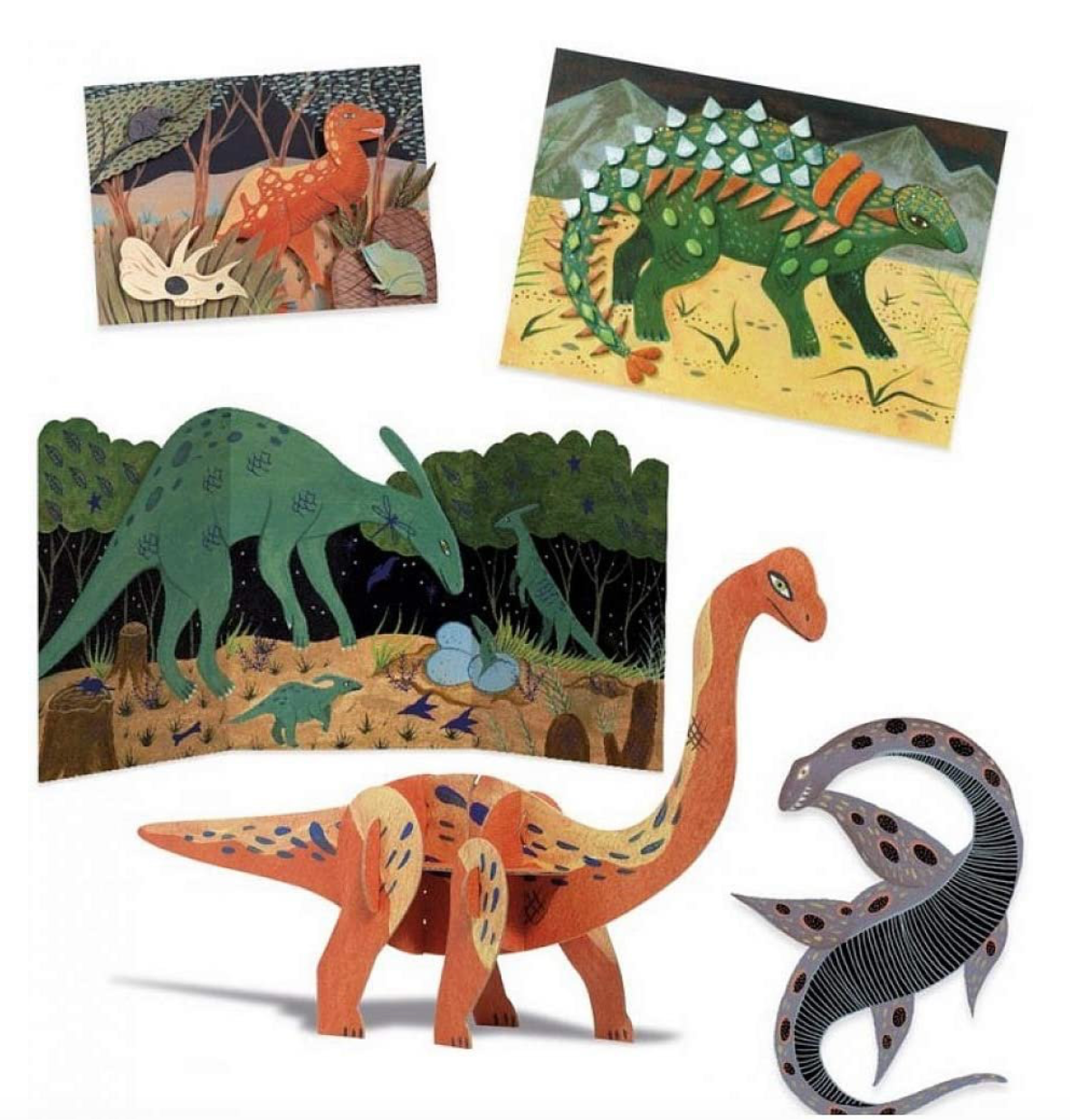 Djeco- 6 in 1 Dino Art Box Kit