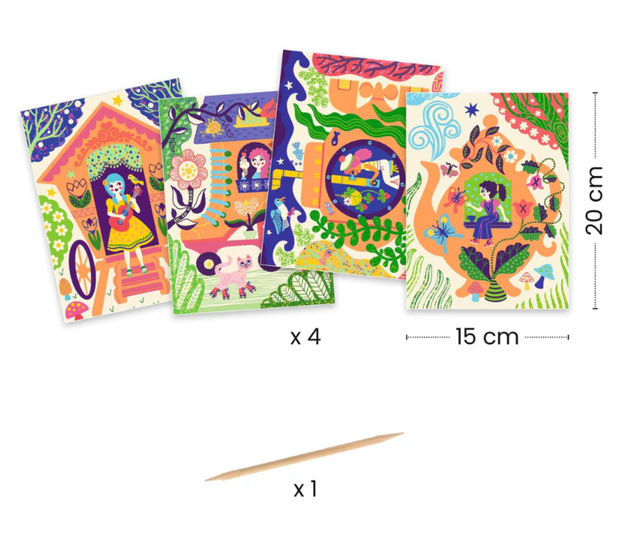 Djeco- Wacky House Scratch Card Set