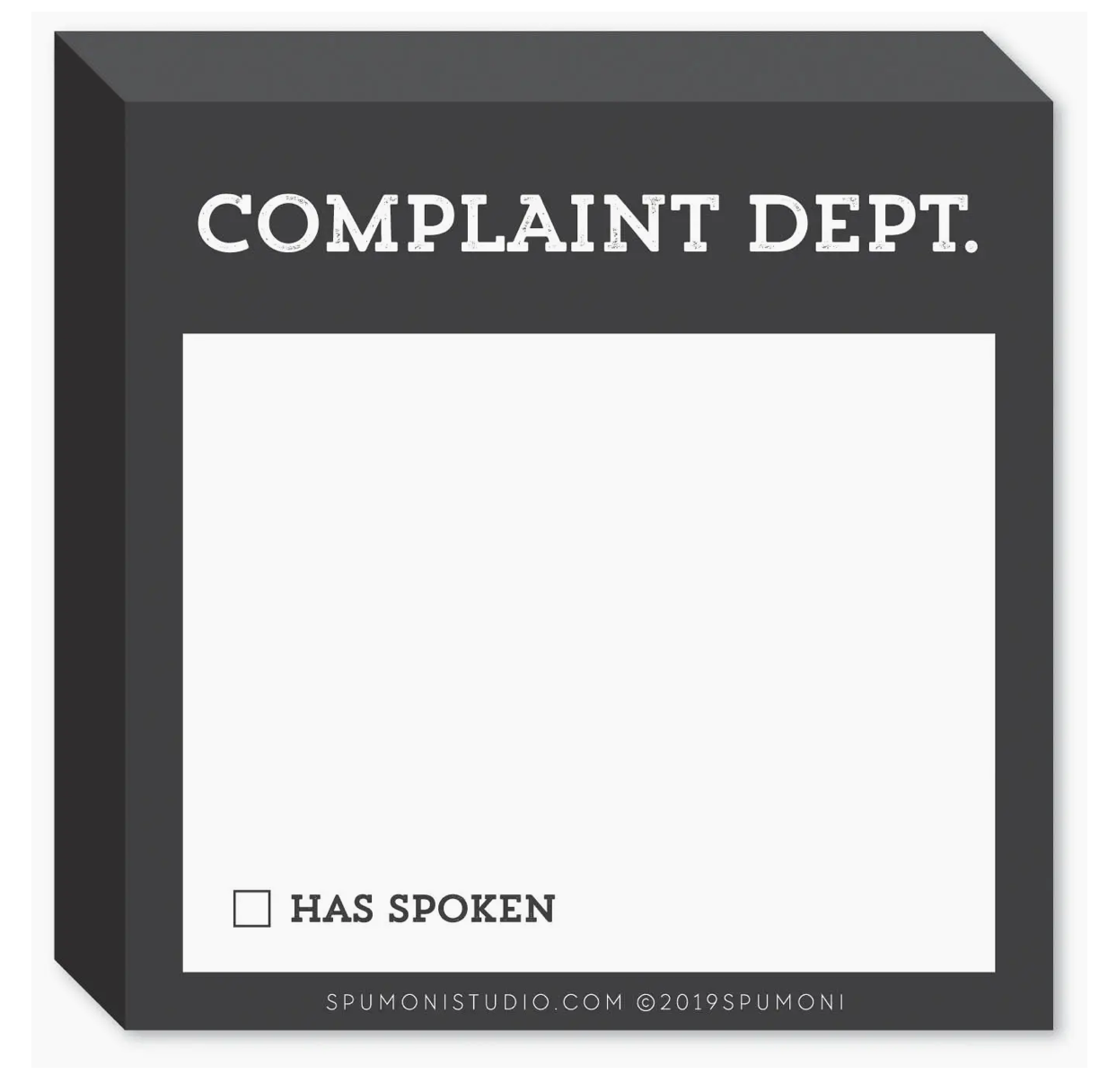 Gibbs Smith- Complaint Department Memo Sticky Pad