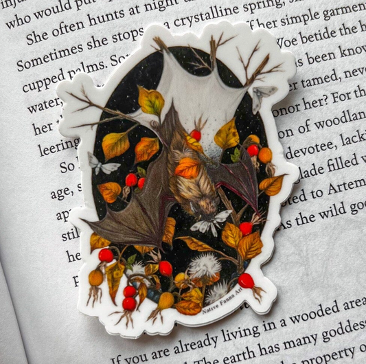 Native Fauna Art- Autumn Bat Sticker