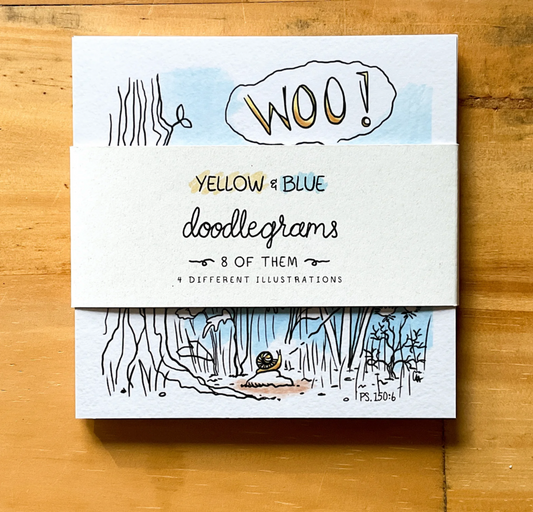 Doodled By Carrie- Doodlegrams- Yellow & Blue